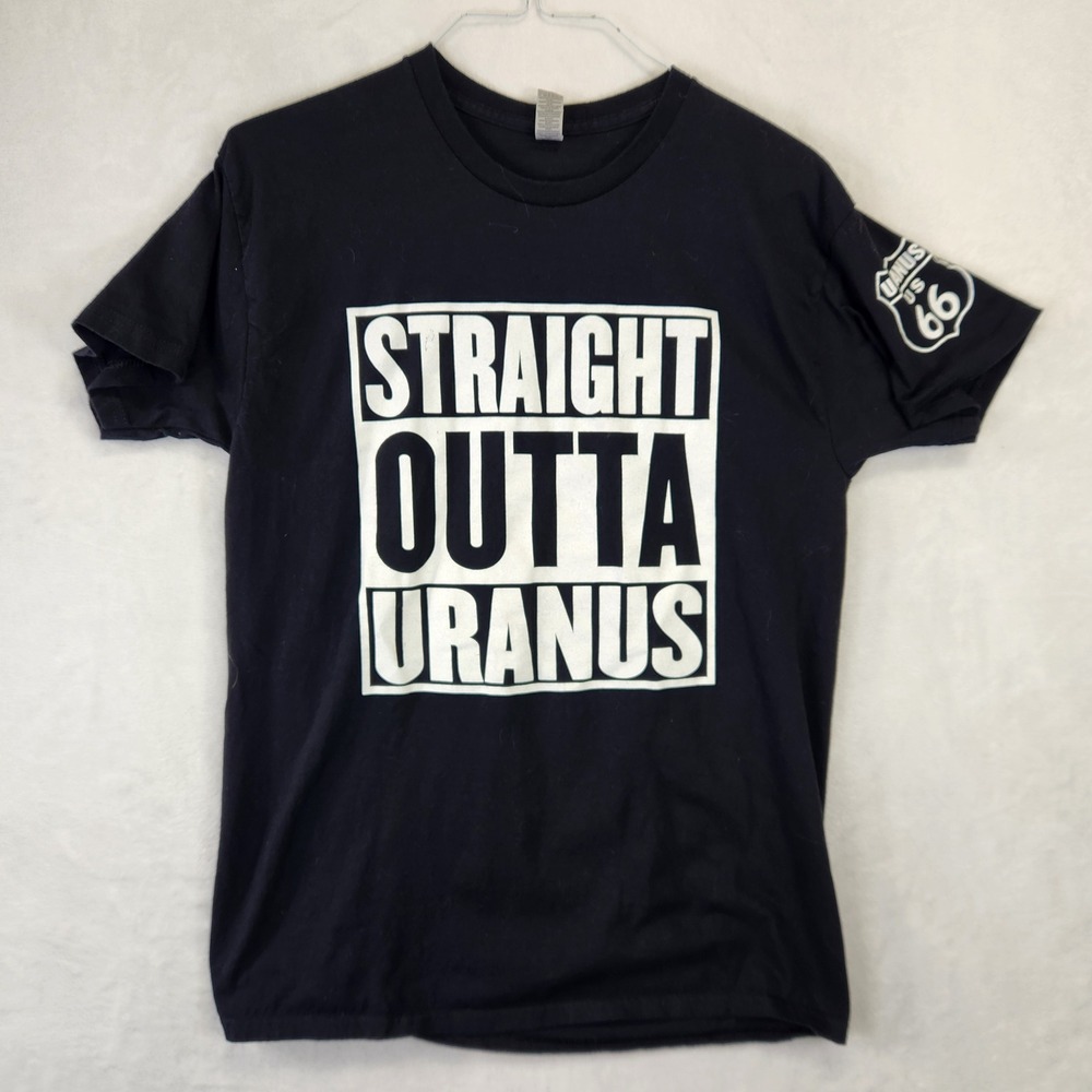 Gildan Black Straight Outta Uranus‎ US Route 66 Graphic T Shirt Mens Large